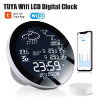 TUYA Wifi LCD Digital Clock Temperature Humidity Meter Indoor Outdoor Smart Thermometer Hygrometer Weather Station TH Sensor