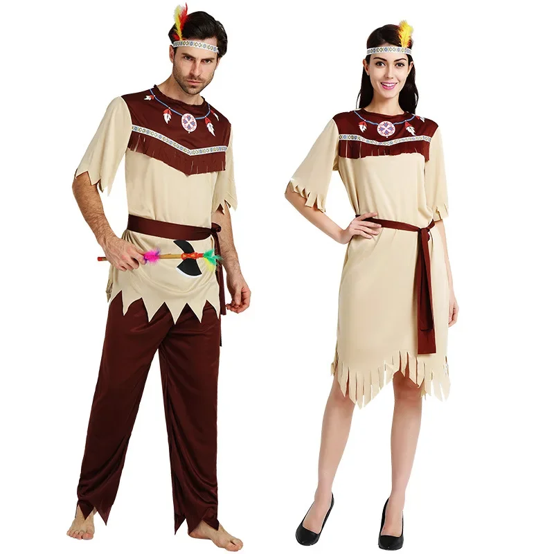 Umorden Fantasia Halloween Costumes Men Women African Original Indians Native Costume Cosplay for Boys Girls Party Fancy Dress R