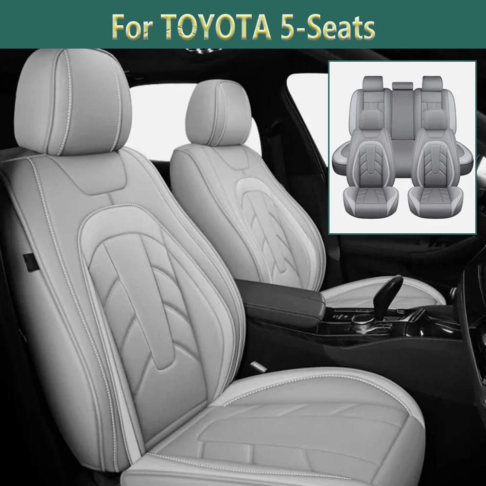 

For TOYOTA 5-Seats Car Seat Covers Front Rear Full Set NAPA Leather Auto Seat Protector Cushion Cars Interior supply Accessories