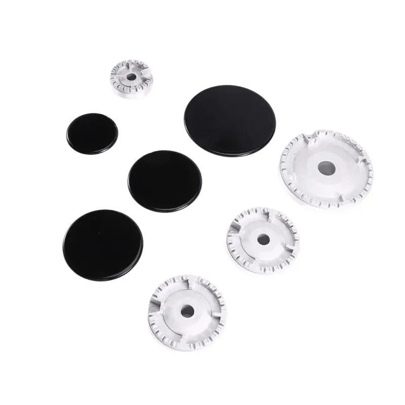 B06B-Stove Lid Replacement Kit 8PCS Cooker Hat Set Flaming Cap Oven Gas Hob Burner Crown Heads Fits Most Gas Stoves