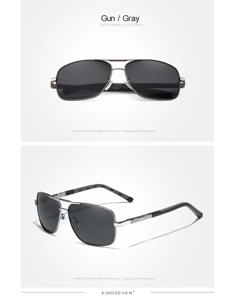 KINGSEVEN Aluminium Marke Polarisierte Sonnenbrille Männer Frauen Mode Rahmen Männlichen Spiegel Sonnenbrille Für Fahren Rot Design Tempel – Detail 6