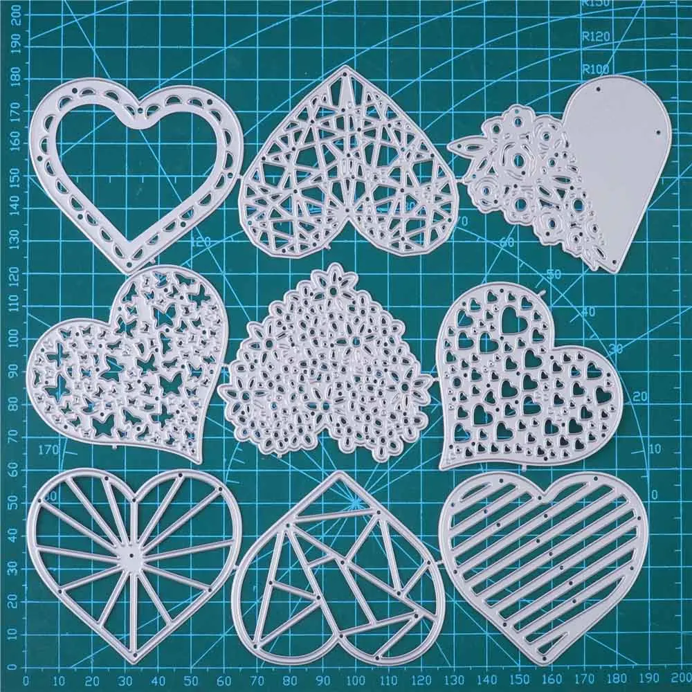 Craft Hole Metal Cutting Dies Heart Shape Cut Background Stencil Mold Scrapbook Album Paper Card Craft Embossing Cutting Dies