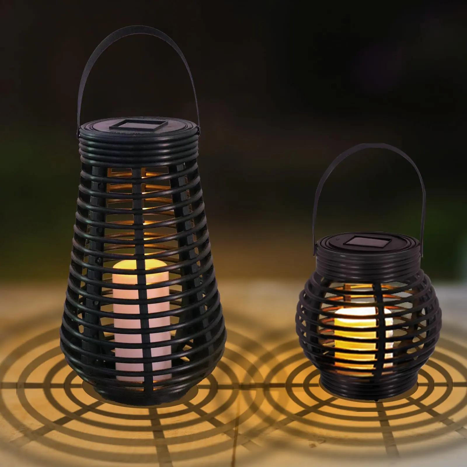 LQWELL® 2er Set Solarleuchten Außen Wetterfest Geflochten Solar Laternen Warmweiß Solar Gartenleuchten Dekorationsleuchten für Hof Garten Party Innen Außenbereich Energieklasse A
