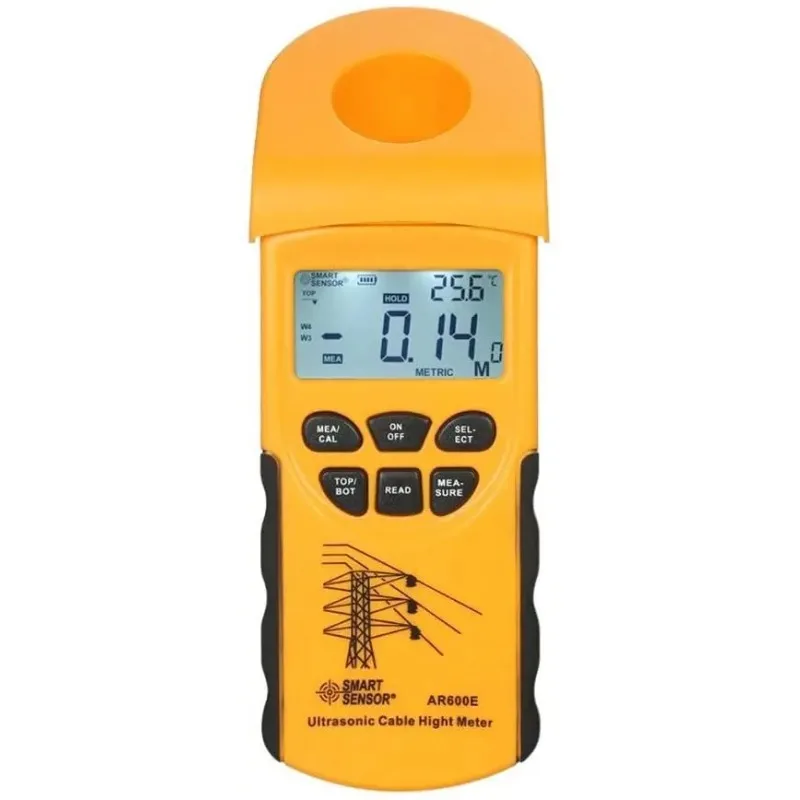 AR600E Smart Sensor Ultrasonic Cable Height Meter 6 Cables Measurement LCD Display Measuring Range Height 3-23m Plane 3-15m