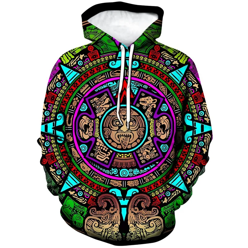 Popular Men's Mexico Aztec Hoodie Ancient Totems Mexican 3d Printed Sweatshirt Long Sleeve Spring Autumn Street Women Hoodies