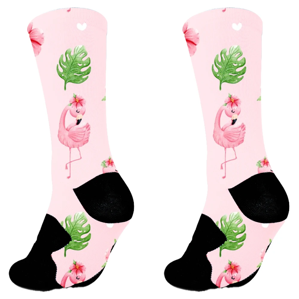 Chaussettes Harajuku pour hommes et femmes, art imprimé, animal de dessin animé drôle, équation de chat et de papillon, mode colorée