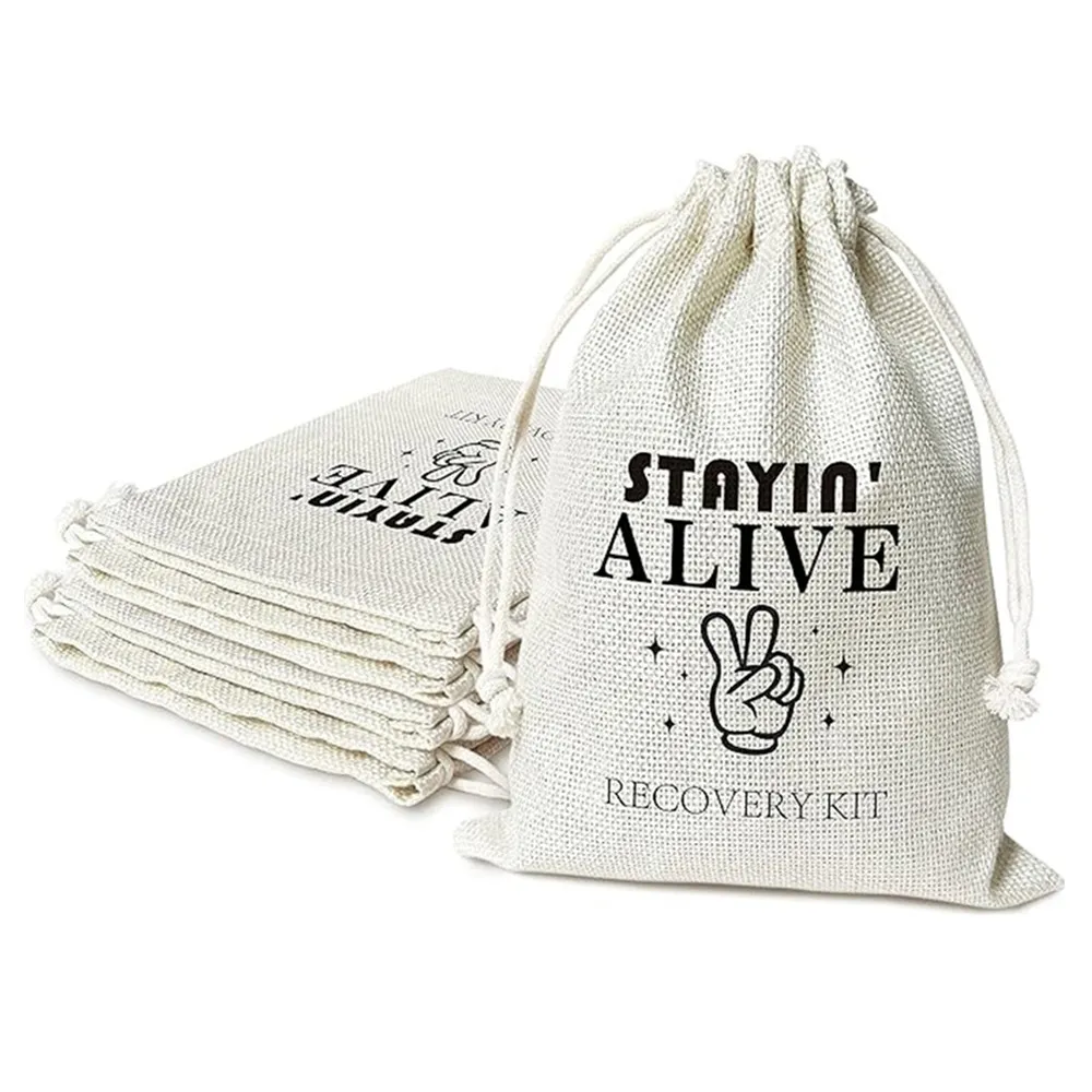 Hangover Kit Bags, Stayin' Alive With Drawstring Gift Bag, for Bridal Shower, Wedding, Travel, Bachelorette Party Survival Recov