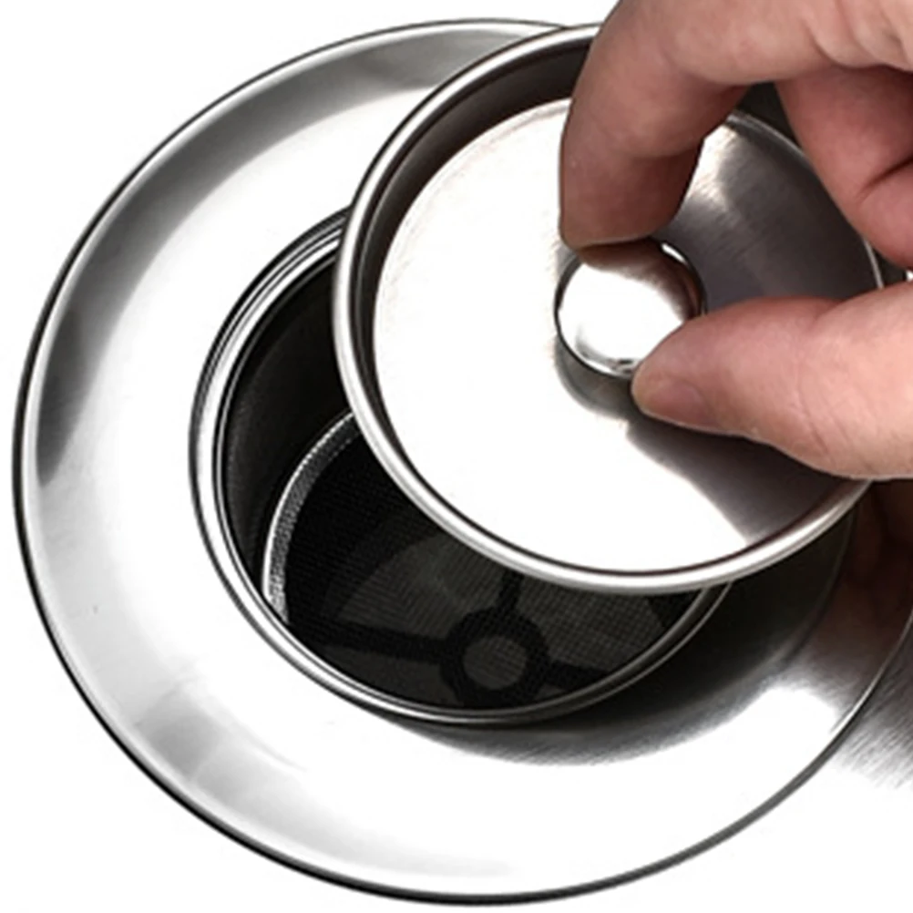 

2Sets Sink Strainer Stainless Steel Kitchen Bathroom Filter Mesh Replacement Efficient Food Particle Blocker Sink Strainer