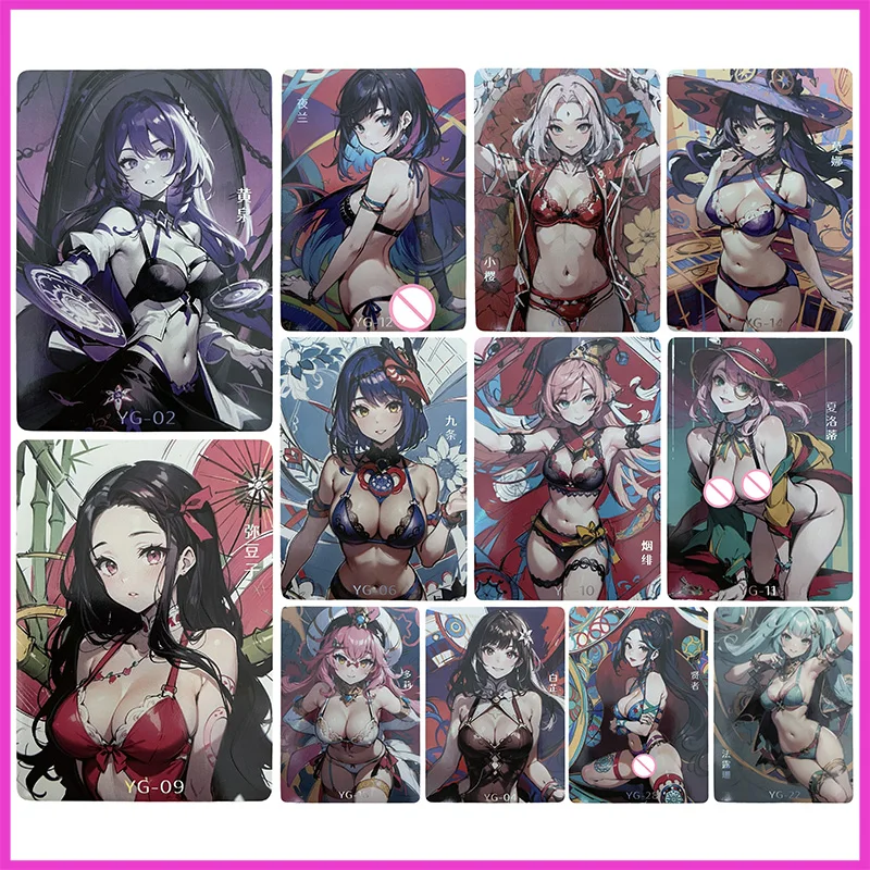 

Аниме «История богини», игрушки для мальчиков, Nezuko Haruno Sakura Mona Charlotte Dori Faruzan Yelan, редкая коллекционная карта YG, подарки на день рождения