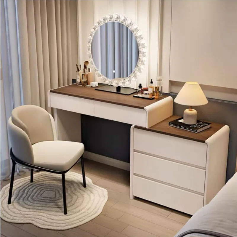 

Led Luxury Vanity Makeup Desk Light Mirror Girl Wooden Dressing Table Storage Beauty Coiffeuse De Chambre Bedrooms Furniture