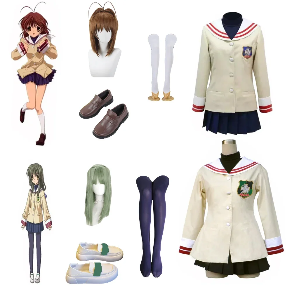 Anime Clannad Cosplay Hikarizaka Private Fuko Ibuki Cosplay Costume School Uniform Dress Halloween Custom Made