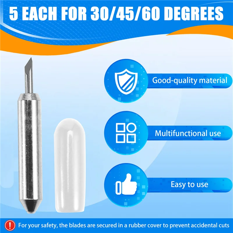 

BAAG-30/45/60 Degree Plotter Blades Vinyl Cutter Film Knife 15Pcs For Cricut Joy Replacement Cutting Blades With Blade Holder