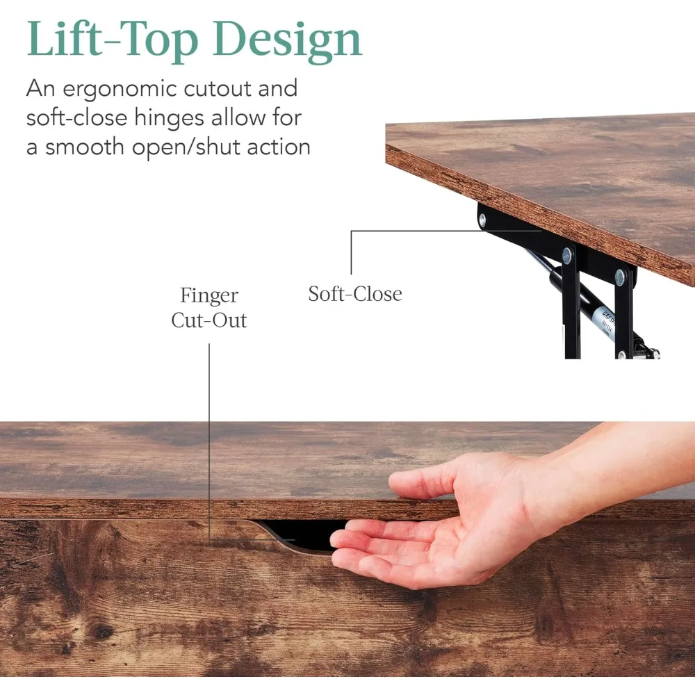 Best Choice Products Lift Top Coffee Table, Wooden Mid-Century Modern Multifunctional Accent Table for Living Room w/Hidden Stor