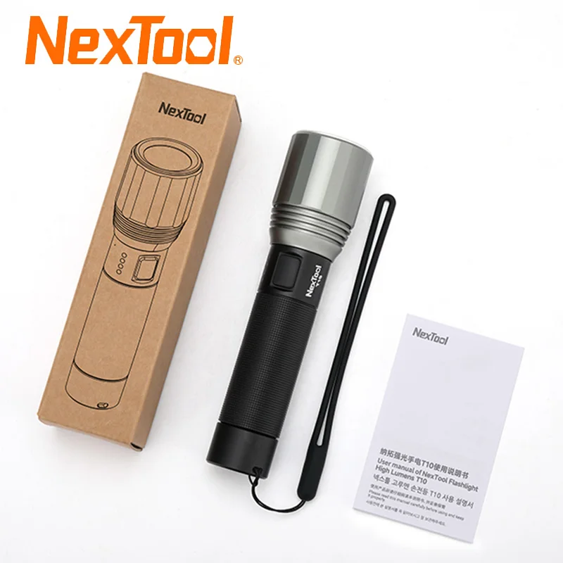 NexTool T10 Rechargeable LED Flashlight 2000 High Lumens 7 Modes 2600mAh Battery Torch Lamp EDC Flashlight for Camping Hiking