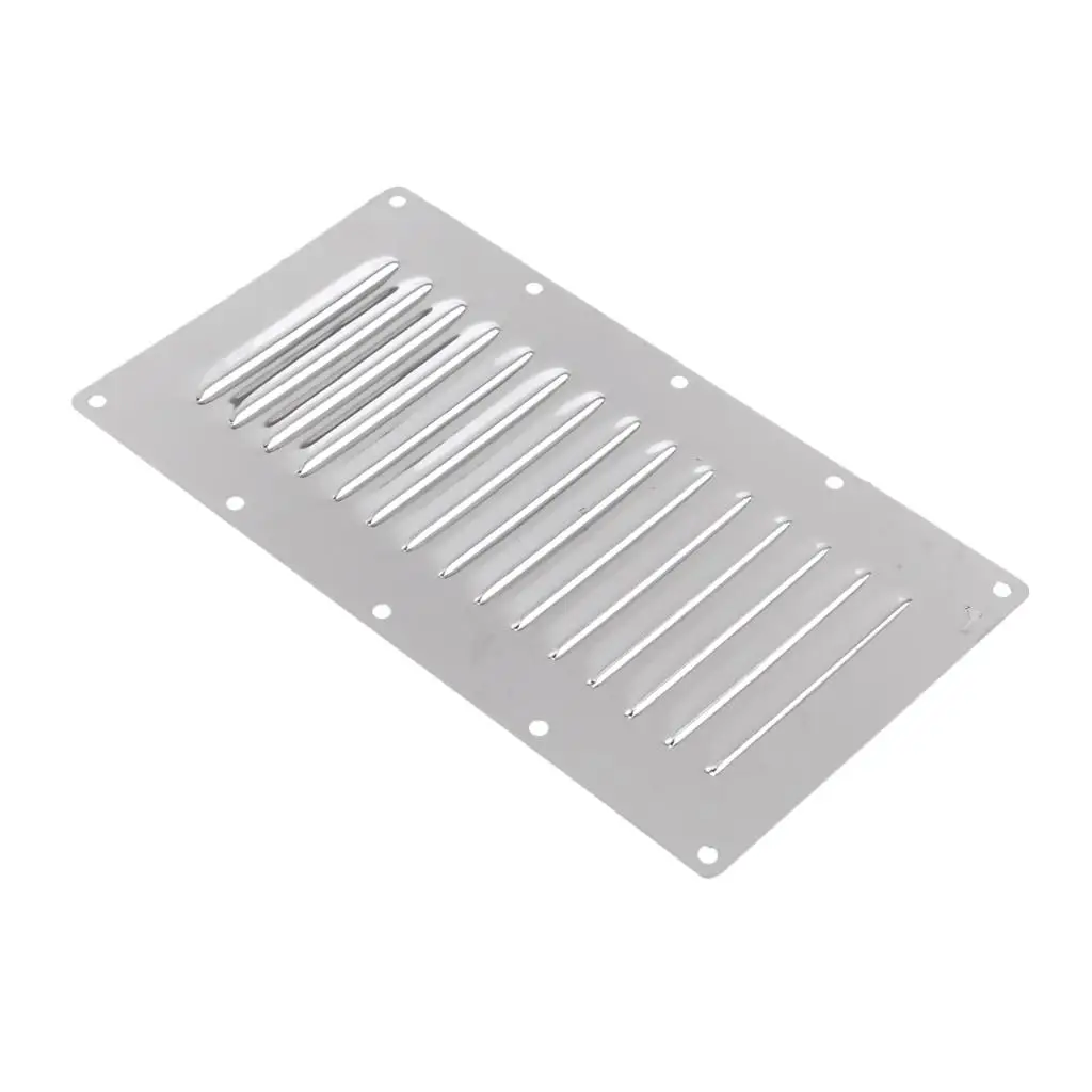 

23 x 12.5 cm / 9 x 5 inch Rectangular Louvered Grill Ventilation Grille for Marine Boat Replacement, Stainless Steel