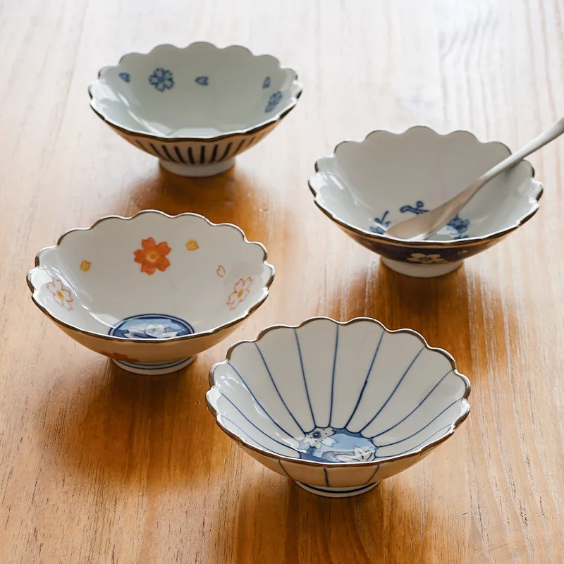 

Japanese Underglaze Colored Snack Bowl,Retro High-value Dessert Complementary Fruit Bowl,Kitchen Tableware Multifunctional Bowls