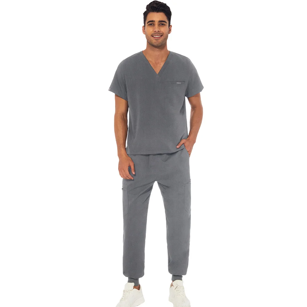 Uniforme d'infirmière, chemisier-pantalon à la mode pour homme, T-shirt à manches courtes, pantalon de jogging, salopette de dentiste médical