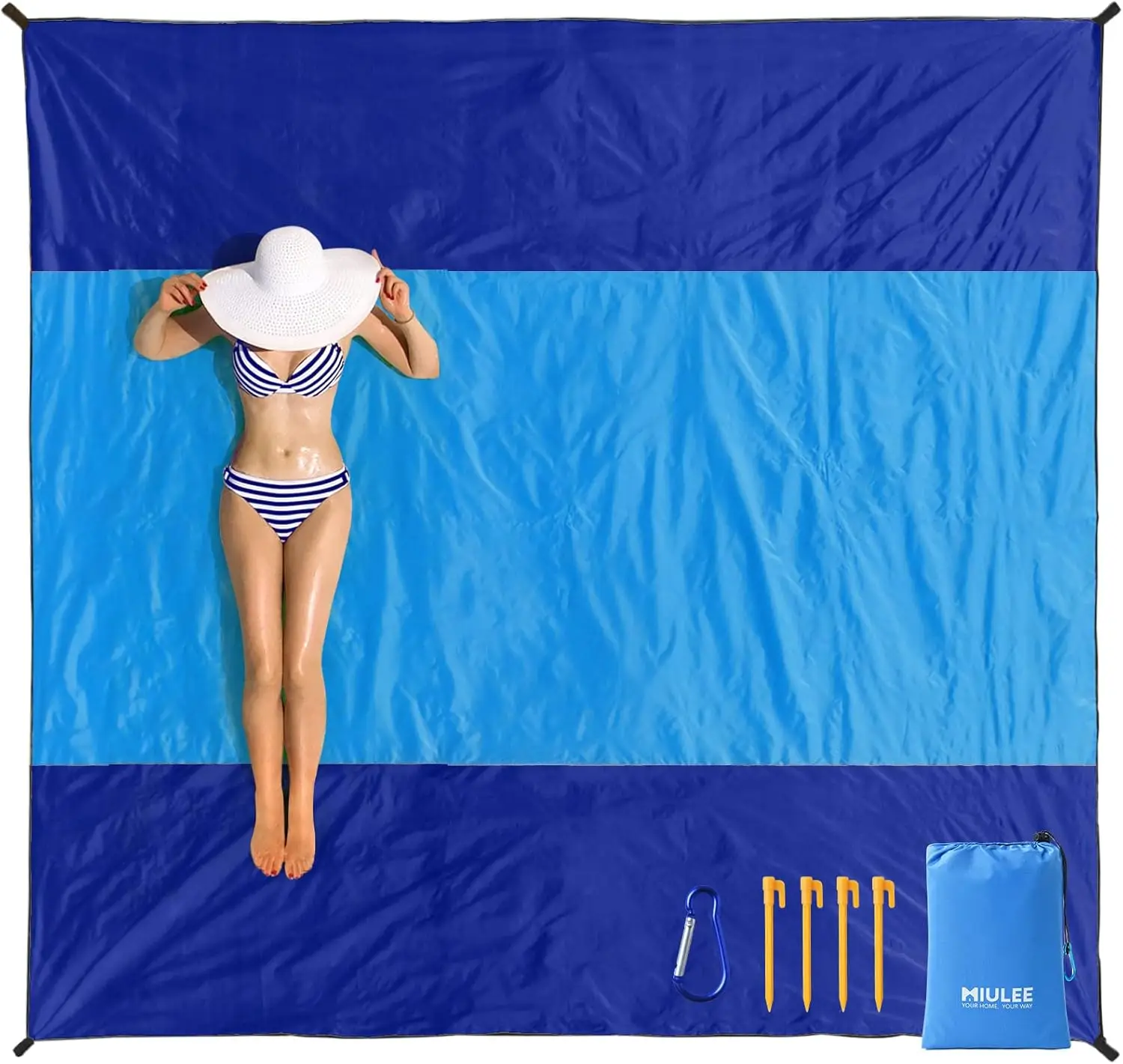

Extra Large Beach Blanket 78x82, Waterproof Sandproof Mat for 4-7 Adults, Lightweight Portable Outdoor Picnic Camping Travel Essentials