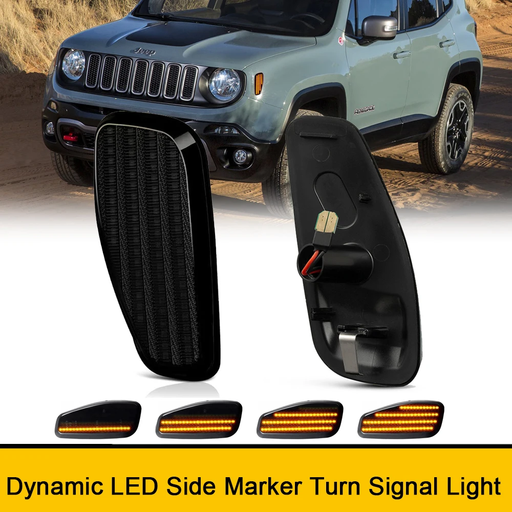 LED Sequential Blinker Front Fender Side Marker Lights For 2014-2021 Jeep Renegade BU Car Turn Signal Repeat Indicator CH2550134