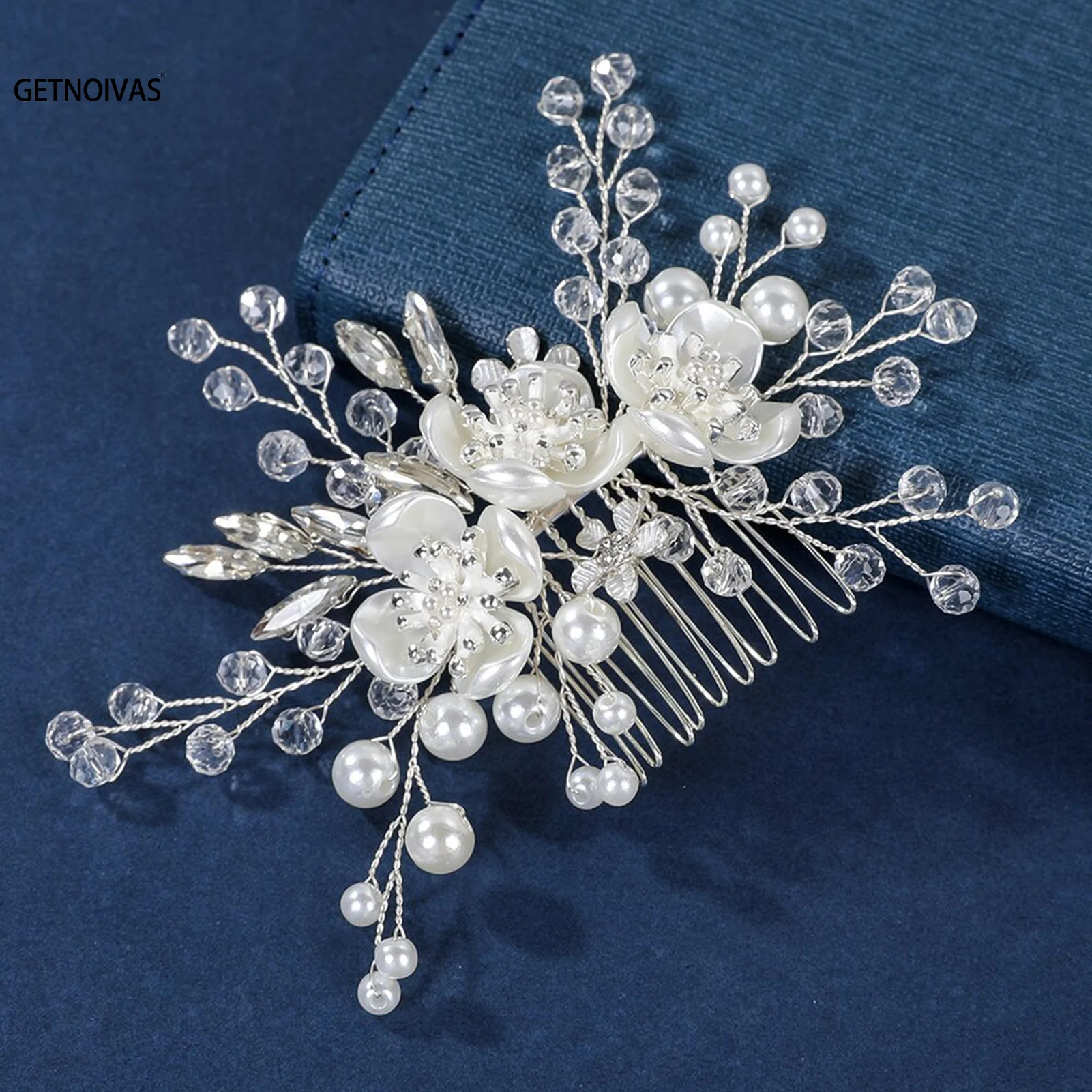 Flower Bridal Hair Comb Pearl Wedding Hair Ornament Crystal Wedding Tiara Bridal Hairpin Bridesmaid Rhinestone Hair Ornament