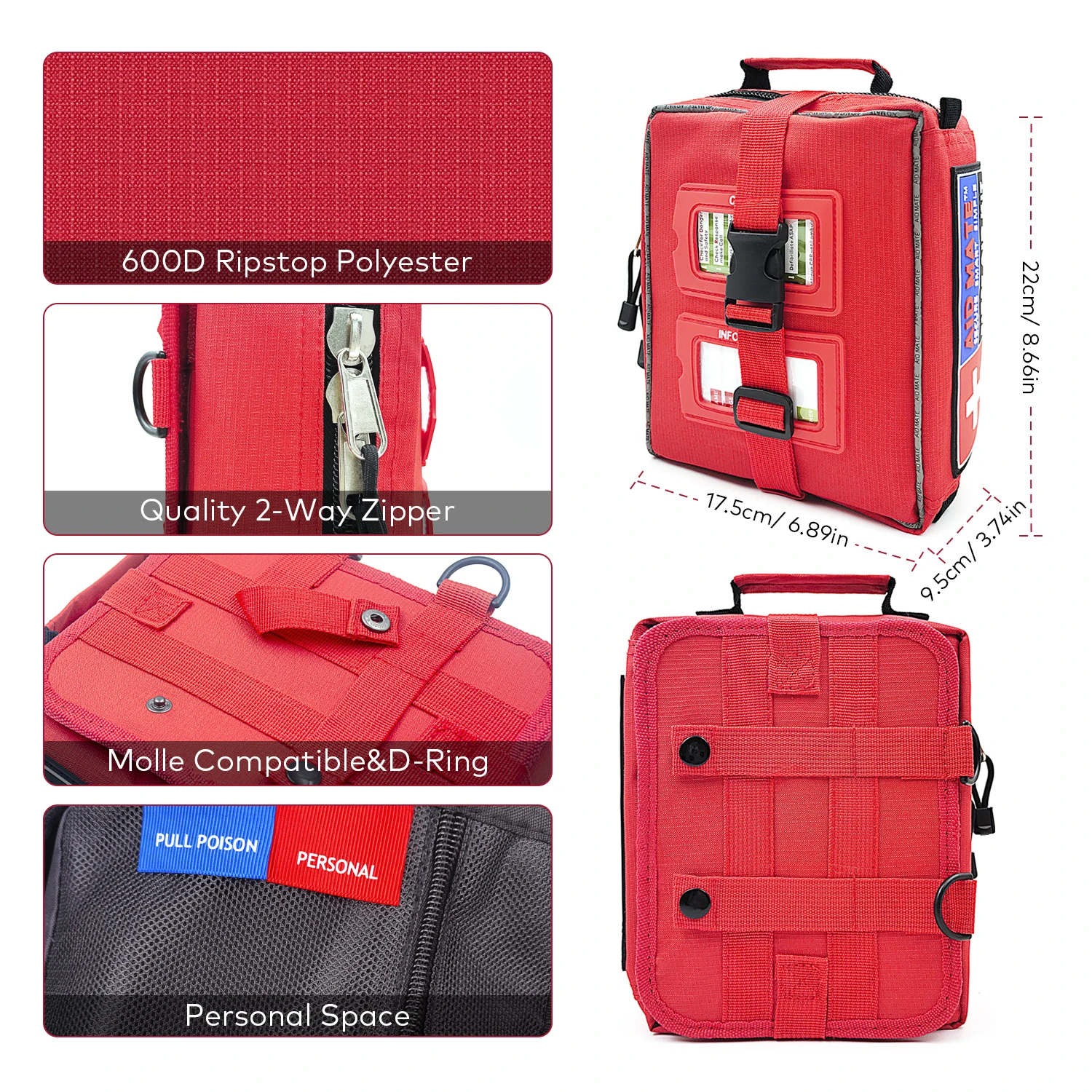 Imagem -02 - Kit de Primeiros Socorros Vazio Médio Bolsa de Armazenamento Médico para Carro Kits de Sobrevivência de Emergência para Esportes Exteriores Camping Caminhadas