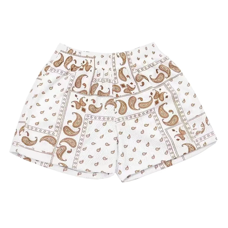 Trendy Paisley-patterned children's shorts - fashionable summer streetwear - 3D printed shorts - relaxed and loose fit