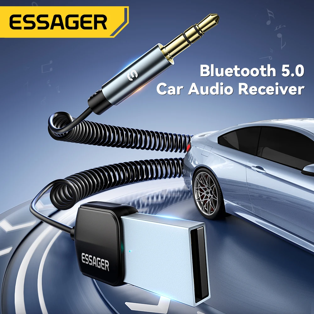 Essager Bluetooth 5.0 Receiver Adapter Aux Cable Receiver Speaker Handfree 3.5mm Jack Audio Music USB Car Bluetooth Transmitter