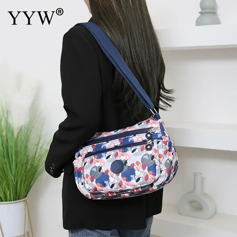 Casual Nylon Canvas Messenger Bag Shoulder Middle-aged Mother Handbag Multi Pocket Waterproof Large Capacity Travel Shopper Bags