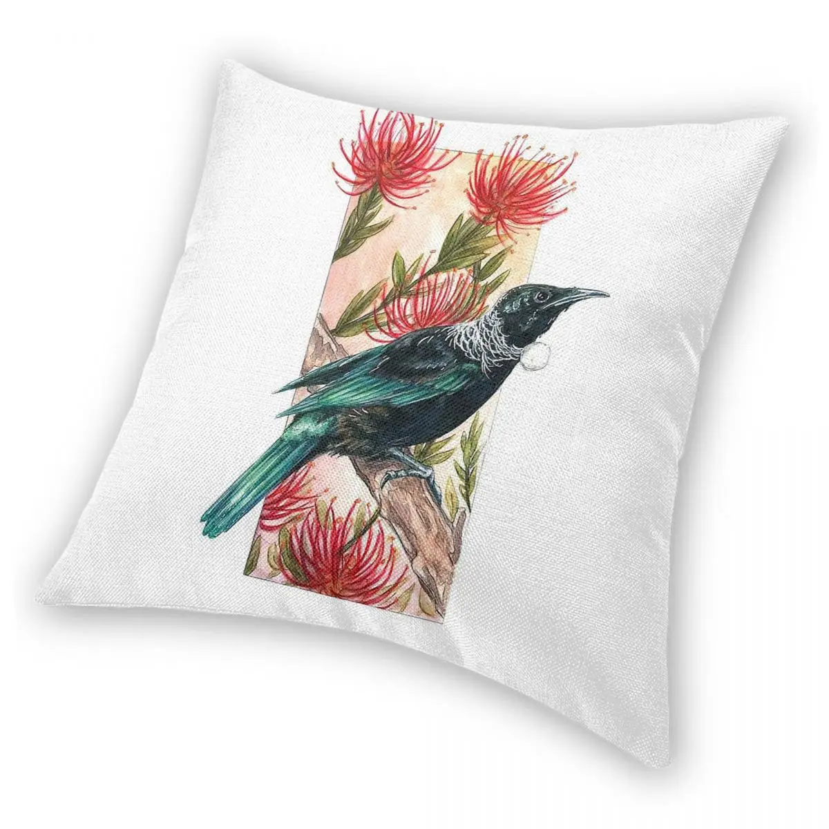 نيوزيلندا توي في Pohutukawa ساحة المخدة البوليستر الكتان المخملية الإبداعية ديكور كيس وسادة أريكة مقعد غطاء الوسادة 18" #4