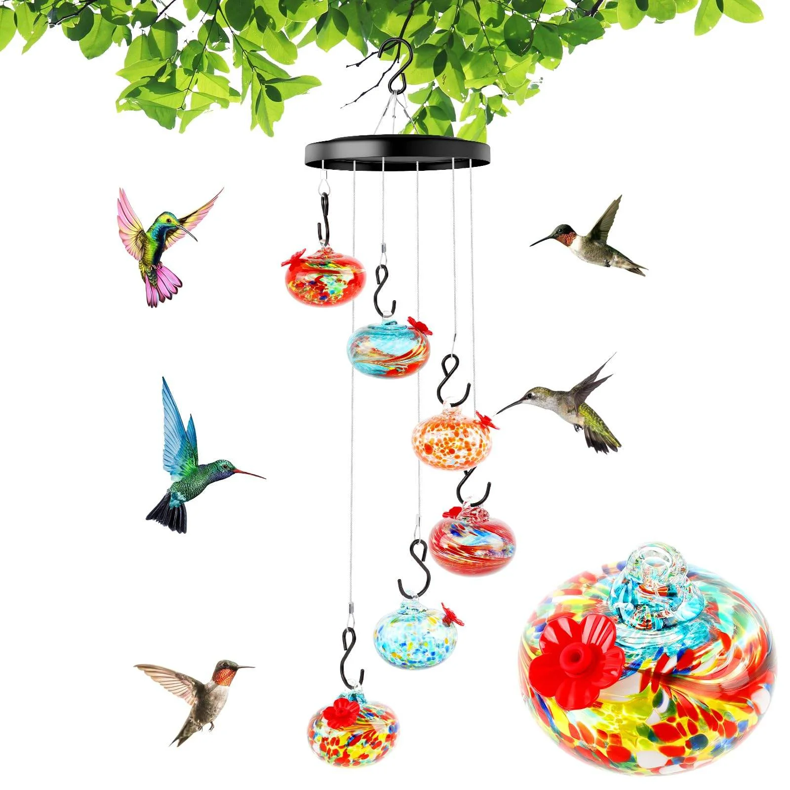 

During the Day It Is an Elegant Wind Chime Bird Feeder and at Night It Is an Automatically Lit Landscape Light