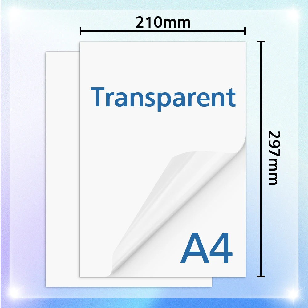 Imagem -02 - Adesivo Printable Label Sticker Paper para Impressora a Jato de Tinta Limpar Vinil Copy Paper 100 Transparente Folhas de Papel a4 10 Pcs