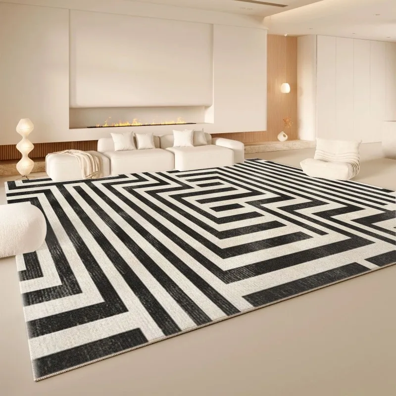 VIKAMA Soft Neutral Abstract Line Area Rug Non Slip Washable Large Floor Mat Wabi Sabi Style Carpet for Living Room Home Decor