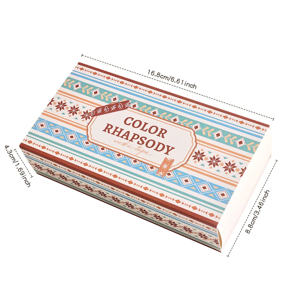 20 لفات من أشرطة اشي البوهيمية الملونة بتصميم عرقي عتيق مجموعة شريط ورقي غير مقاوم للماء لمستلزمات مخطط المجلات
