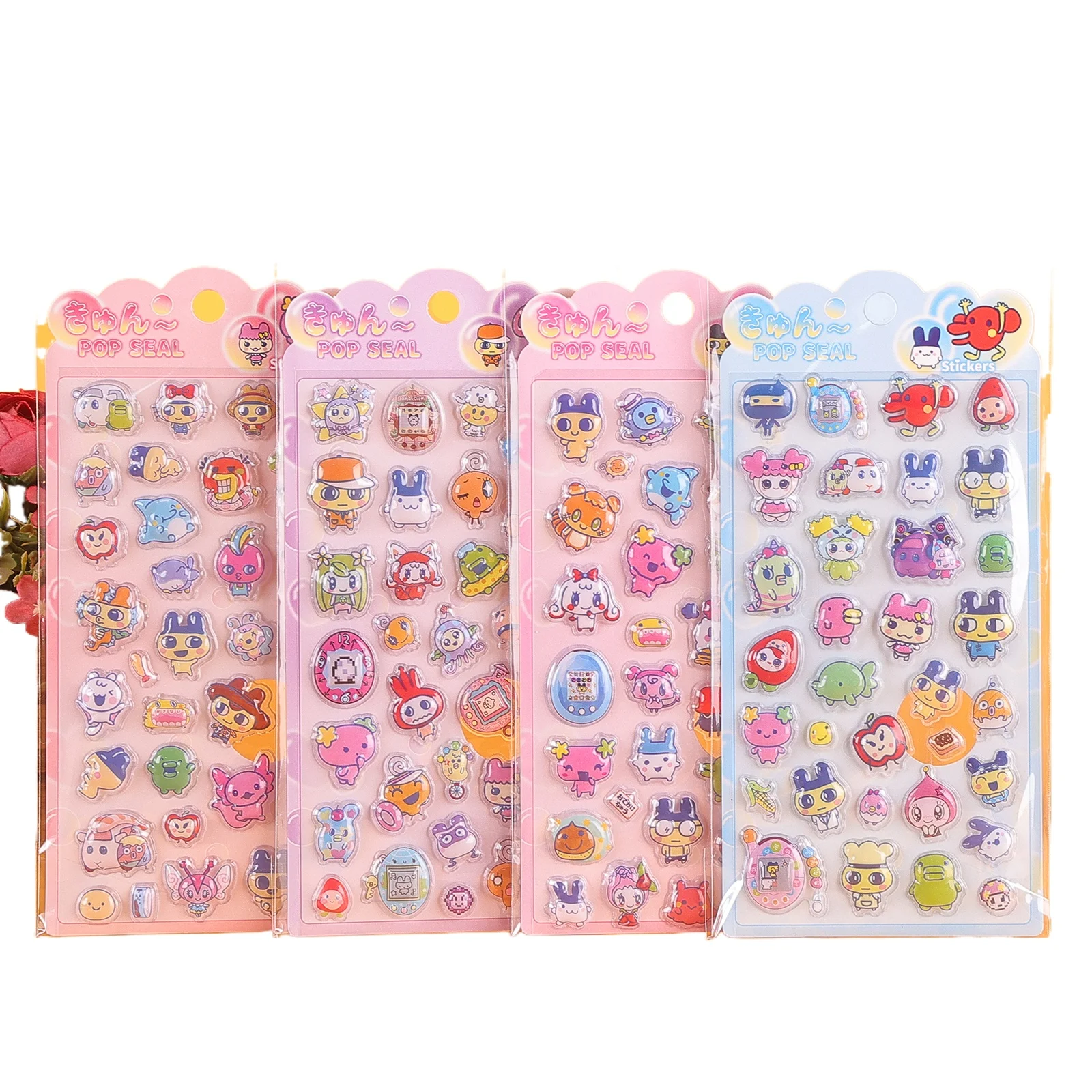 새로운 4/40pcs 타마고치 스티커 3D 입체 귀여운 만화 버블 데칼 핸드 어카운트 노트북 장식 스티커 장난감