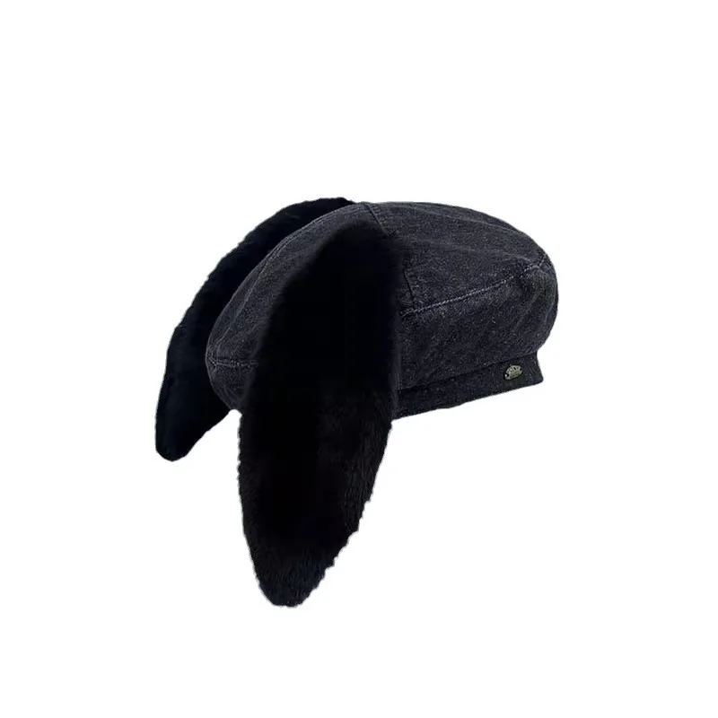 Japanese Cute Rabbit Ears Beret Cowboy Spring and Autumn Trend Personalized Street Solid Color Painter Hat for Women