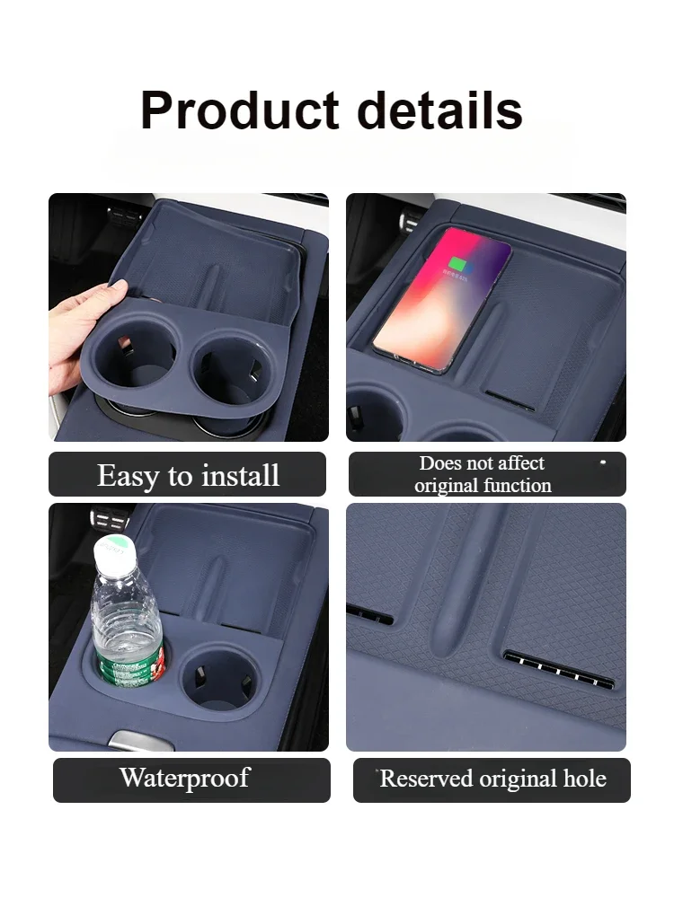 For Xpeng G6 2023 2024 Central Control Wireless Charging Silicone Pad Anti-slip Water Cup Holder Insert Pad Accessories