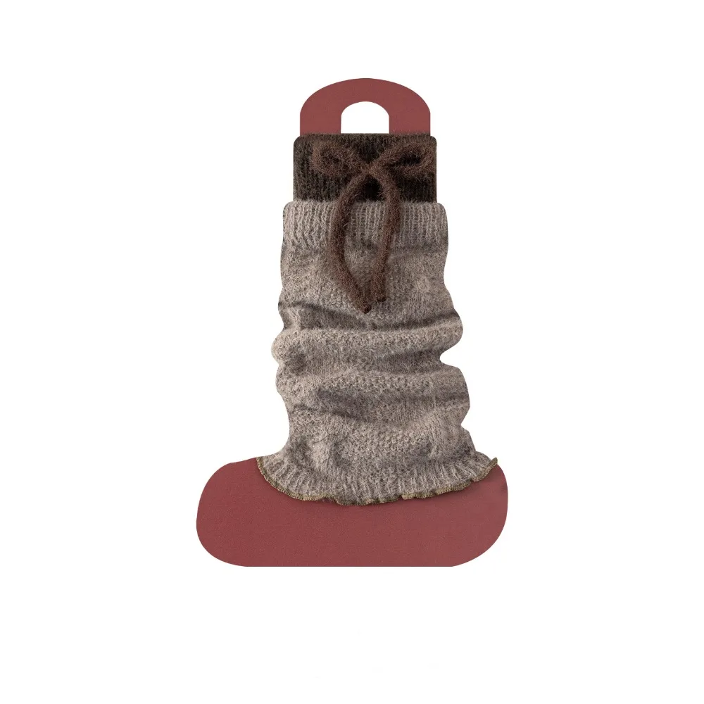 

1Pair Y2K Japanese Style Leg Warmers Bow Design Thick Lolita Socks Rolled Edge Keep Warm Long Socks Autumn Winter for Women