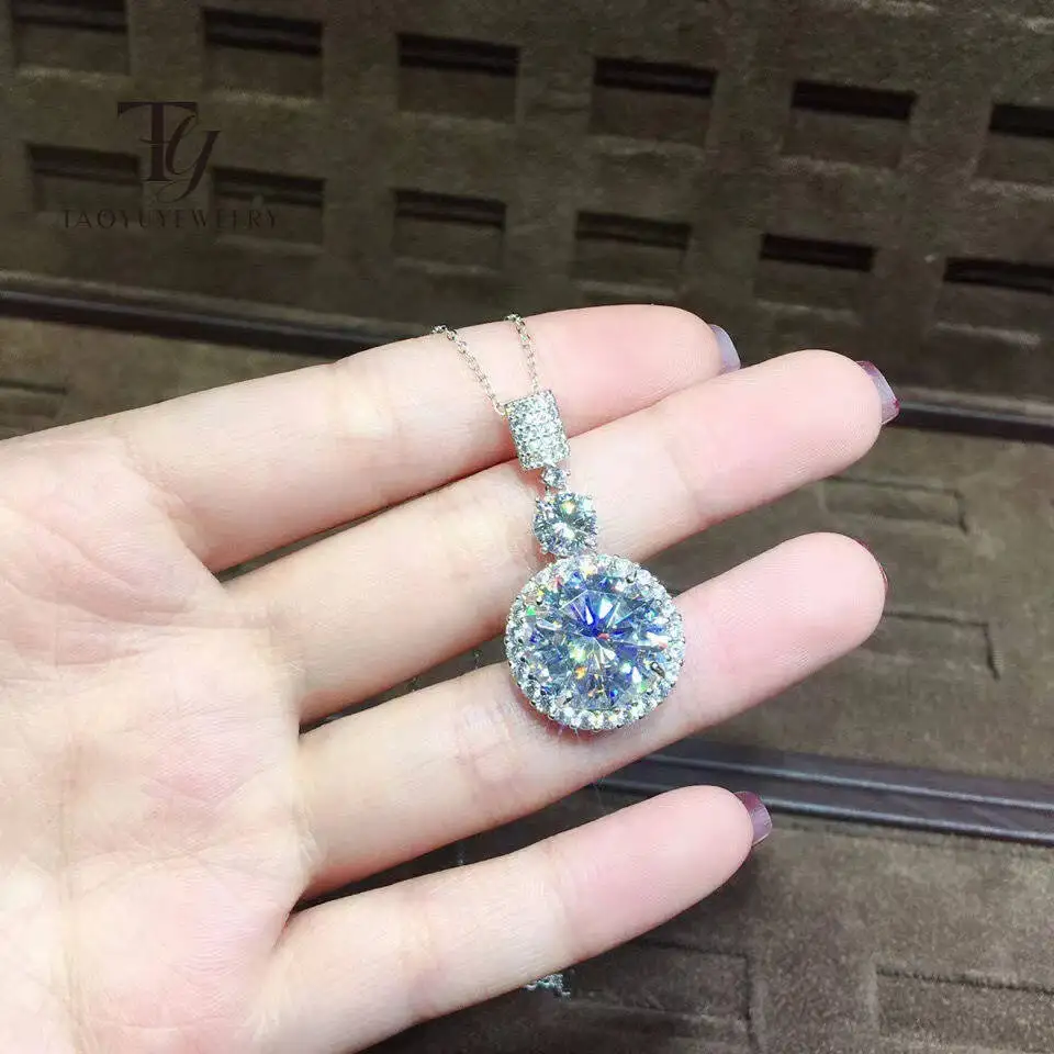 

TY 925 Sterling Silver 5CT D Color Moissanite Elegant Circular Pendant Necklace With Certificate Women Necklace For Wedding Date