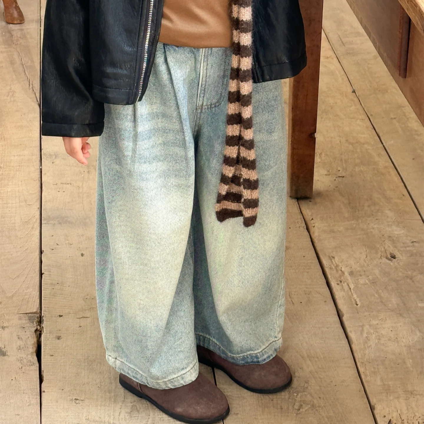 

Girls pants 2025 autumn new product jeans versatile and stylish Korean straight leg pants loose and fashionable and stylish