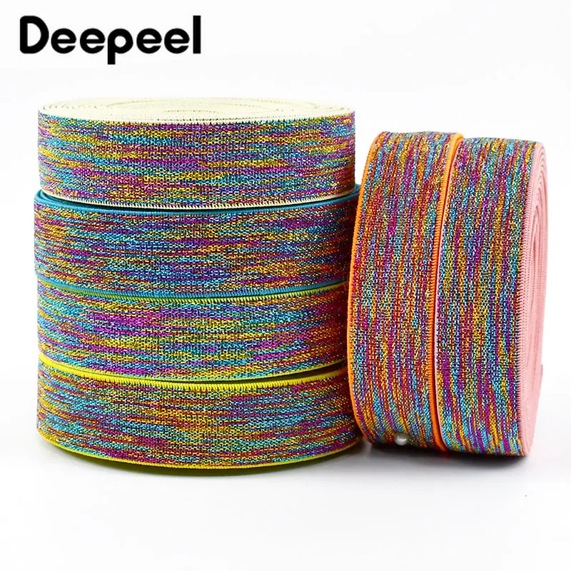 4Meters 25mm Nylon Elastic Bands Gold Silver Decoration Rubber Band Garment Pants Stretch Belt DIY Sewing Material Accessories