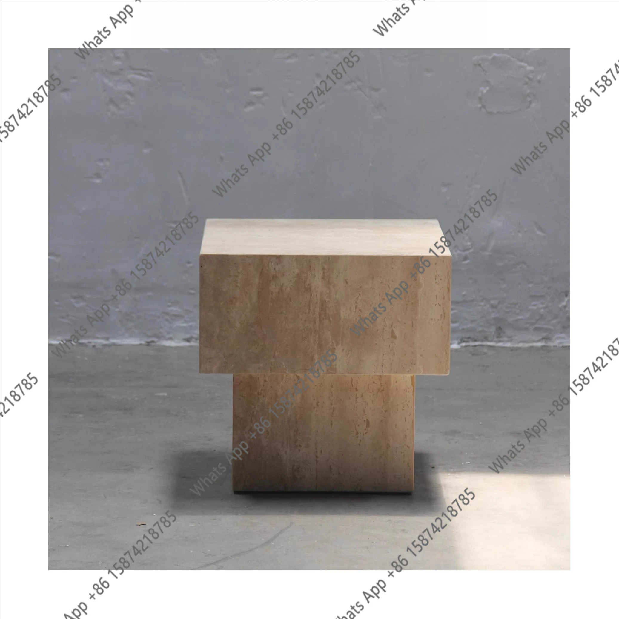 

Medieval style designer Dongshi edge wabi wind living room coffee table Dongshi bedside table American simple French