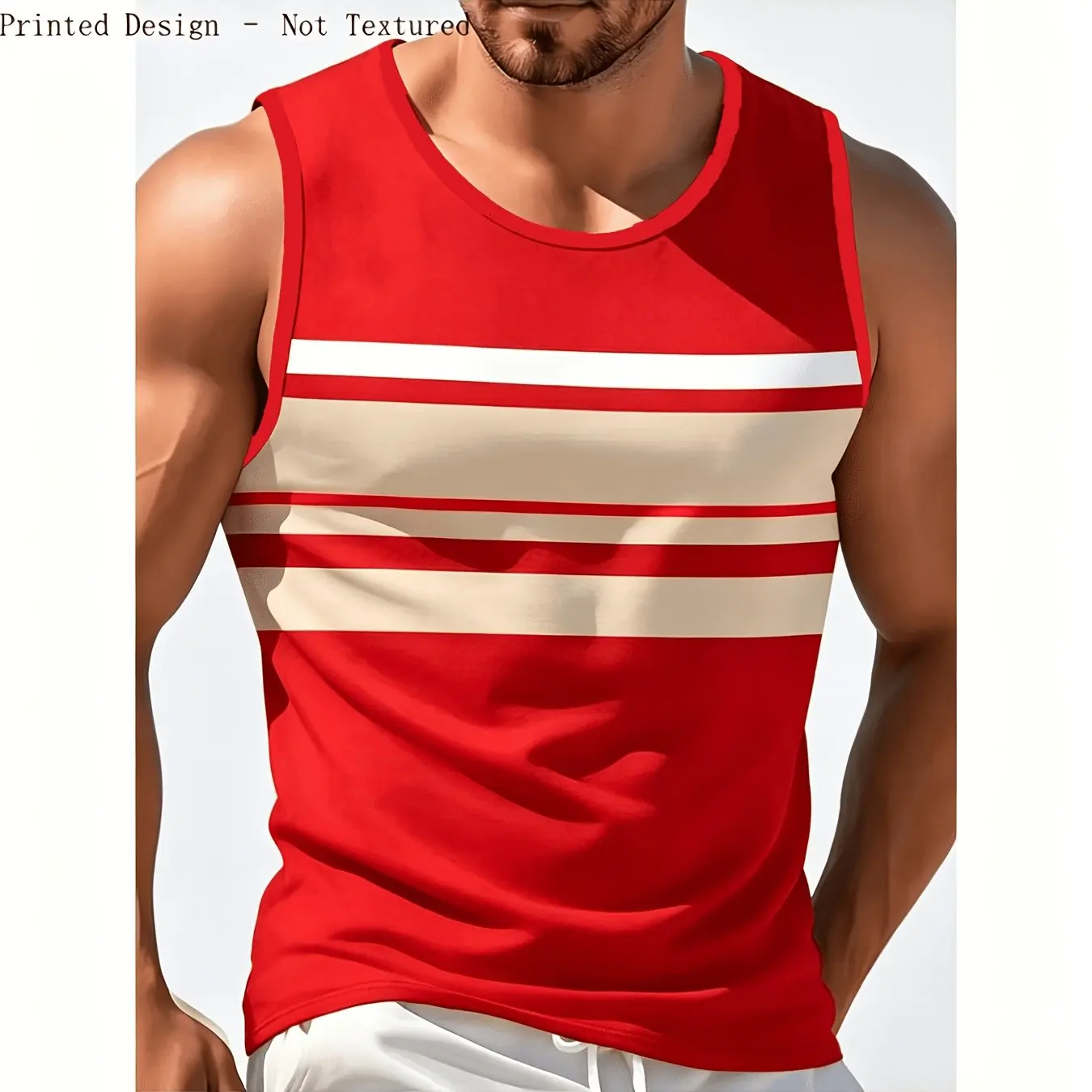 Fashion New Stripe Print Sleeveless Men tank top Classic Color Block Casual Tank Tops Beach Vacation Streetwear Summer Vest Tops