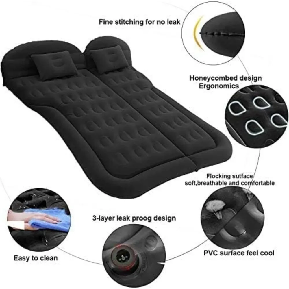 Air Mattress Camping Bed Cushion Pillow Inflatable Thickened Car Air Bed Mattress with Electric Air Pump Portable Sleeping Pad