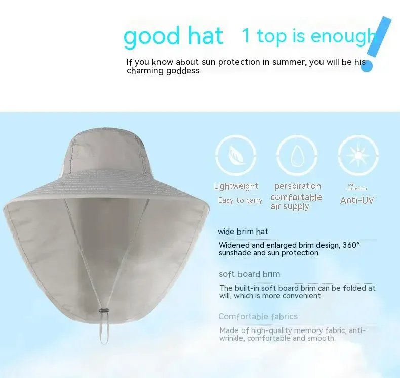 Outdoor UPF50+ Sonnenhut, Netz-Angelhut mit breiter Krempe und Nackenklappe – Detail 14