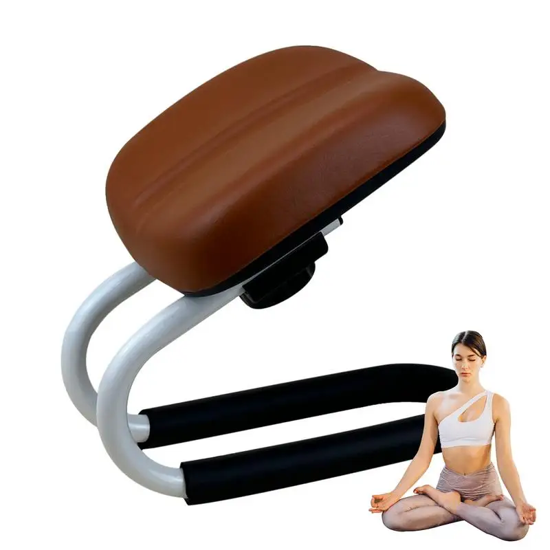 Praying Meditation Stool Adjustable Height Kneelers with Sponge Cushion Non-slip Leg Sleeve Metal PU Chair For Studio Home Yoga image 5