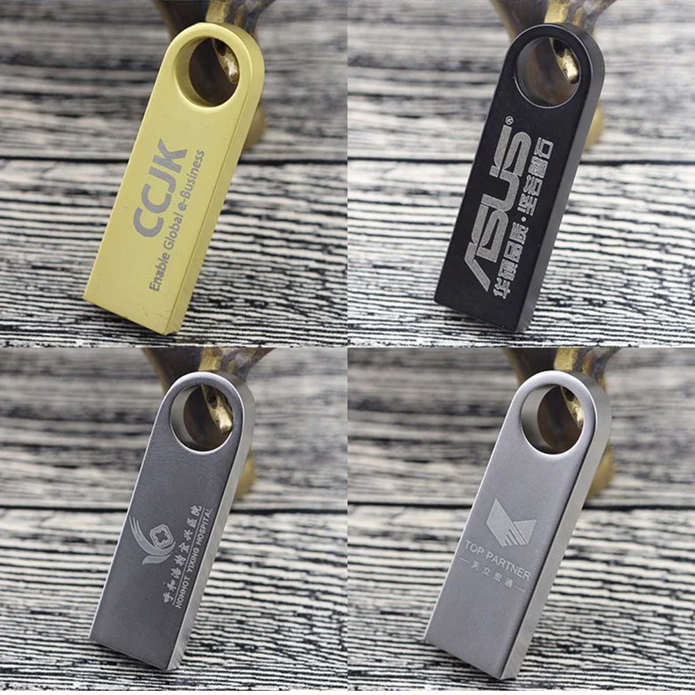 50PCS/lot Metal USB Flash Drives 1GB 2GB 4GB Pendrive 8GB 16GB USB Pen Drive 32GB 64GB Memory Sticks 128MB 256MB 512MB Free LOGO