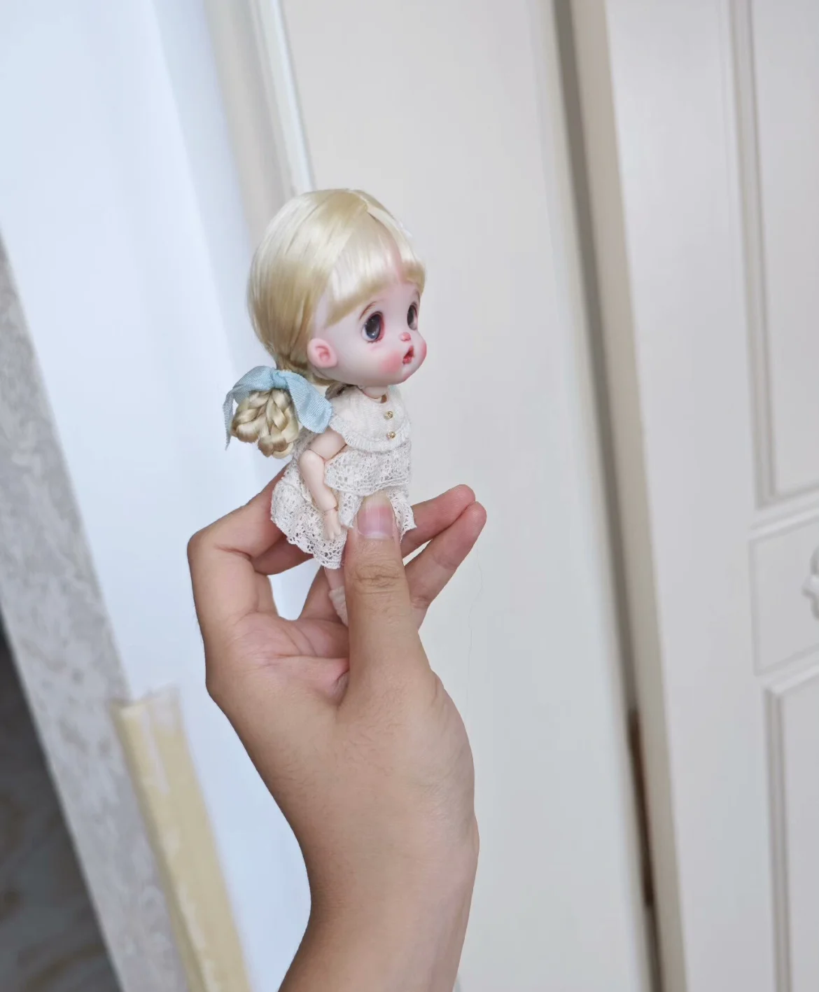 Hair for doll OB11 hard head shell wig 5-6" 14.5cm head circumference, light color BJD doll mohair