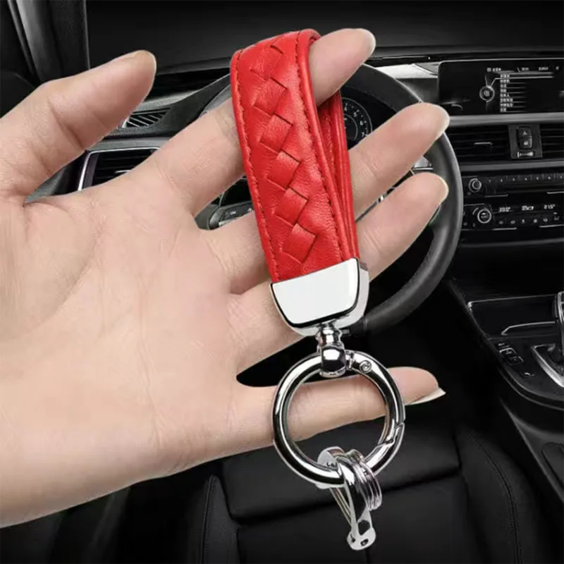 Fashion Metal 360 Degree Rotating Keychain Leather PU Car Key Chain for Women Men Auto Key Ring Pendant Accessories Gift