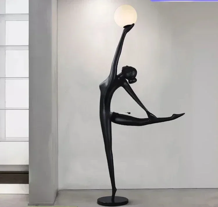 Sculpture figure ornament floor lamp artistic gymnastics beautiful girl living room hotel decorative standing lamp