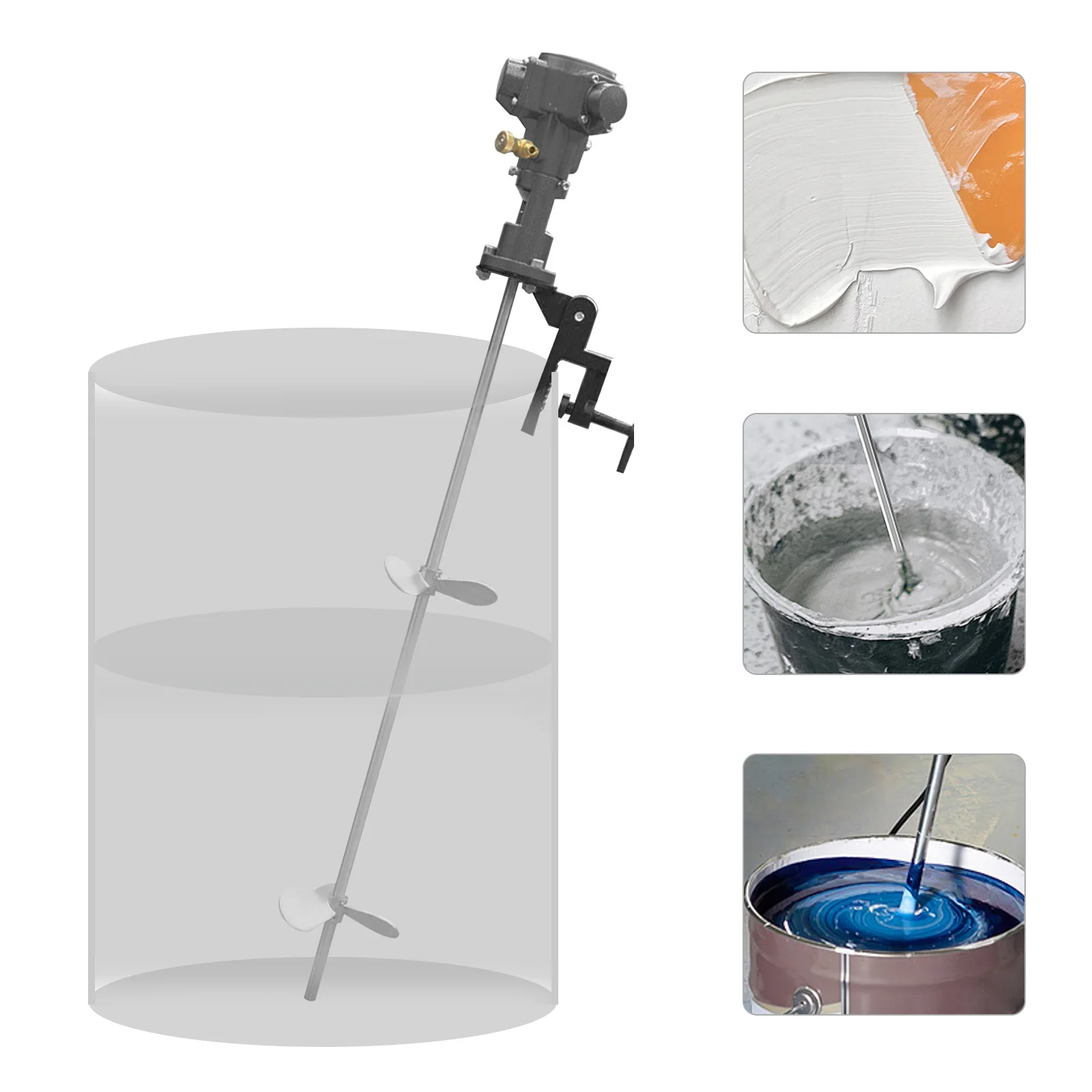 

Stainless Steel Pneumatic Mixer, 50 Gallon Mixer Tank Barrel Air Mix Pneumatic Clip Bracket Stainless Steel 2000RPM 190L